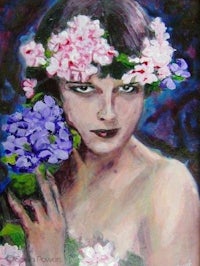 a painting of a woman with flowers in her hair